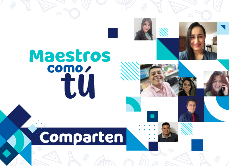 Collage fotográfico de docentes que comparten experiencias