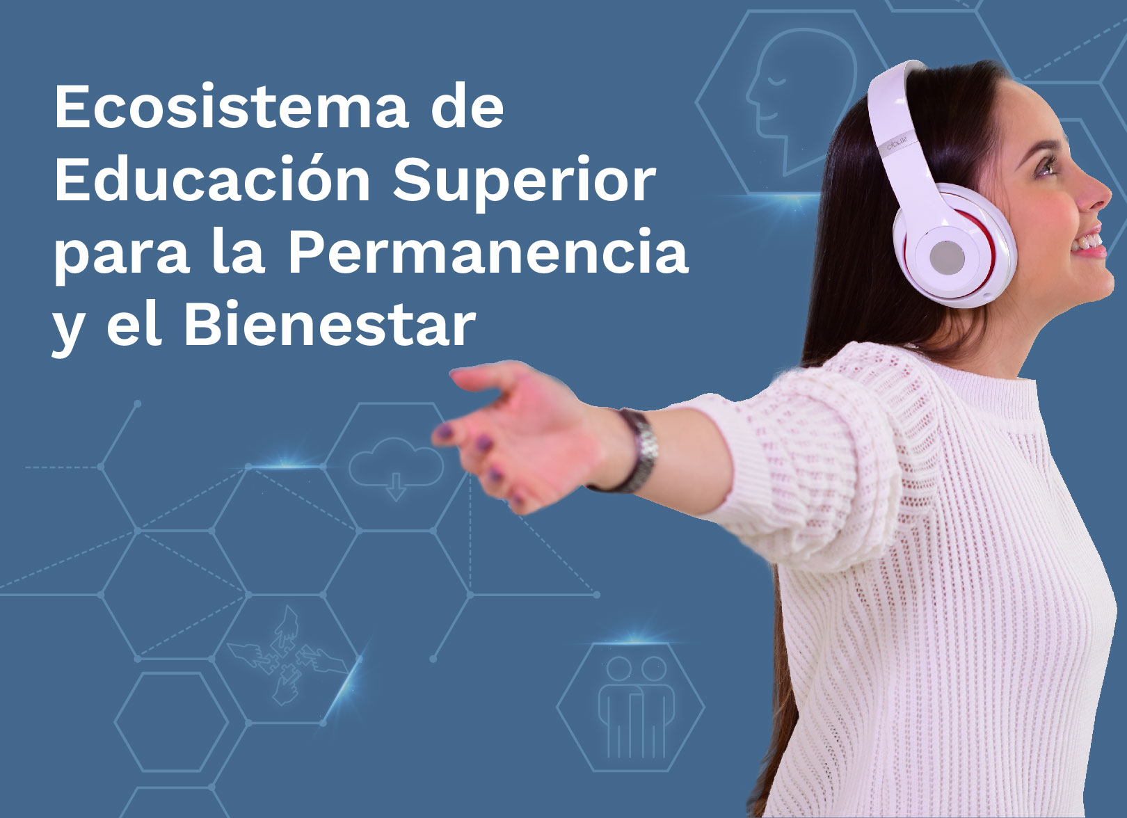 Foto de una joven feliz escuchando música