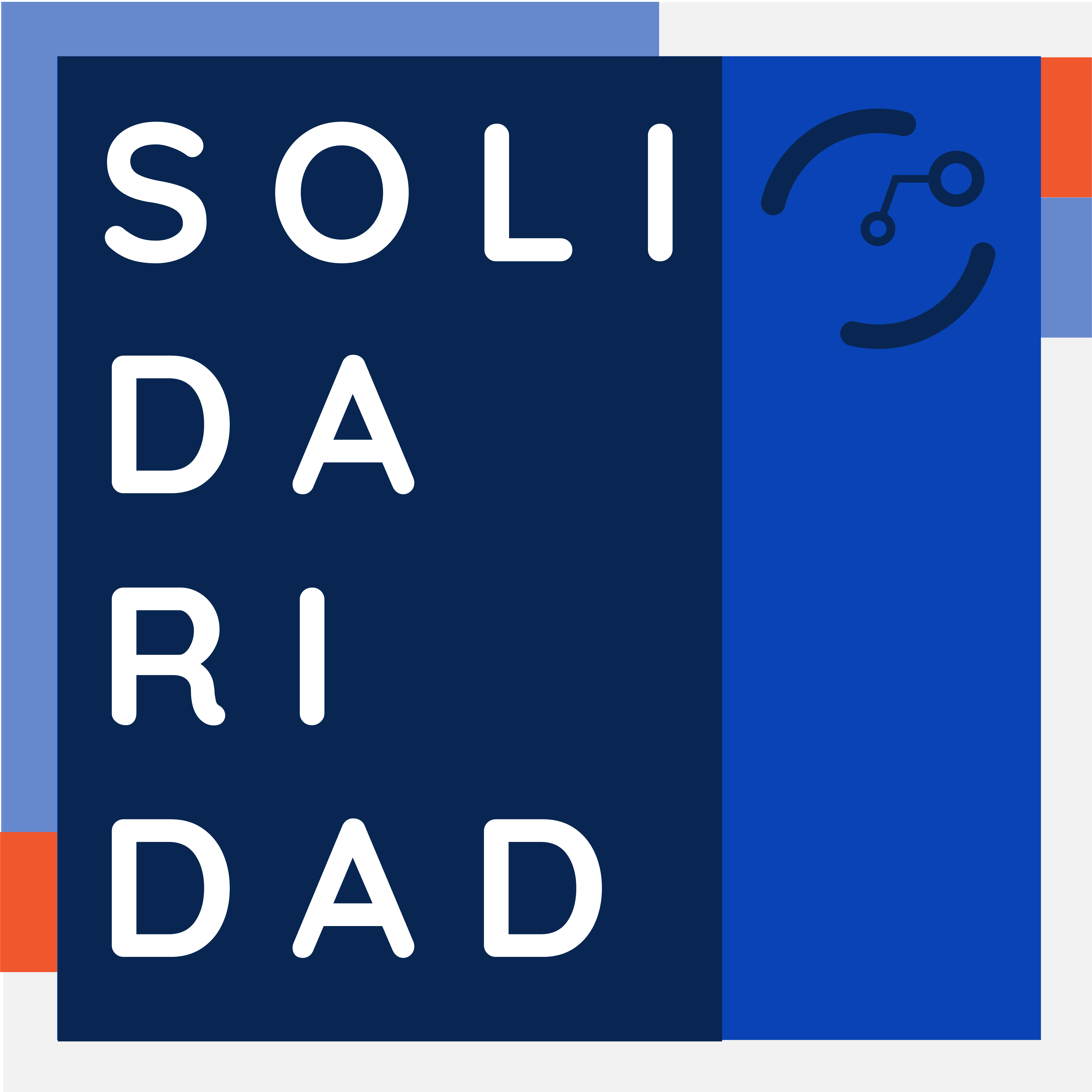 Fondo azul con título alineado a la izquierda con la inscripción: "Solidaridad" en mayúscula sostenida