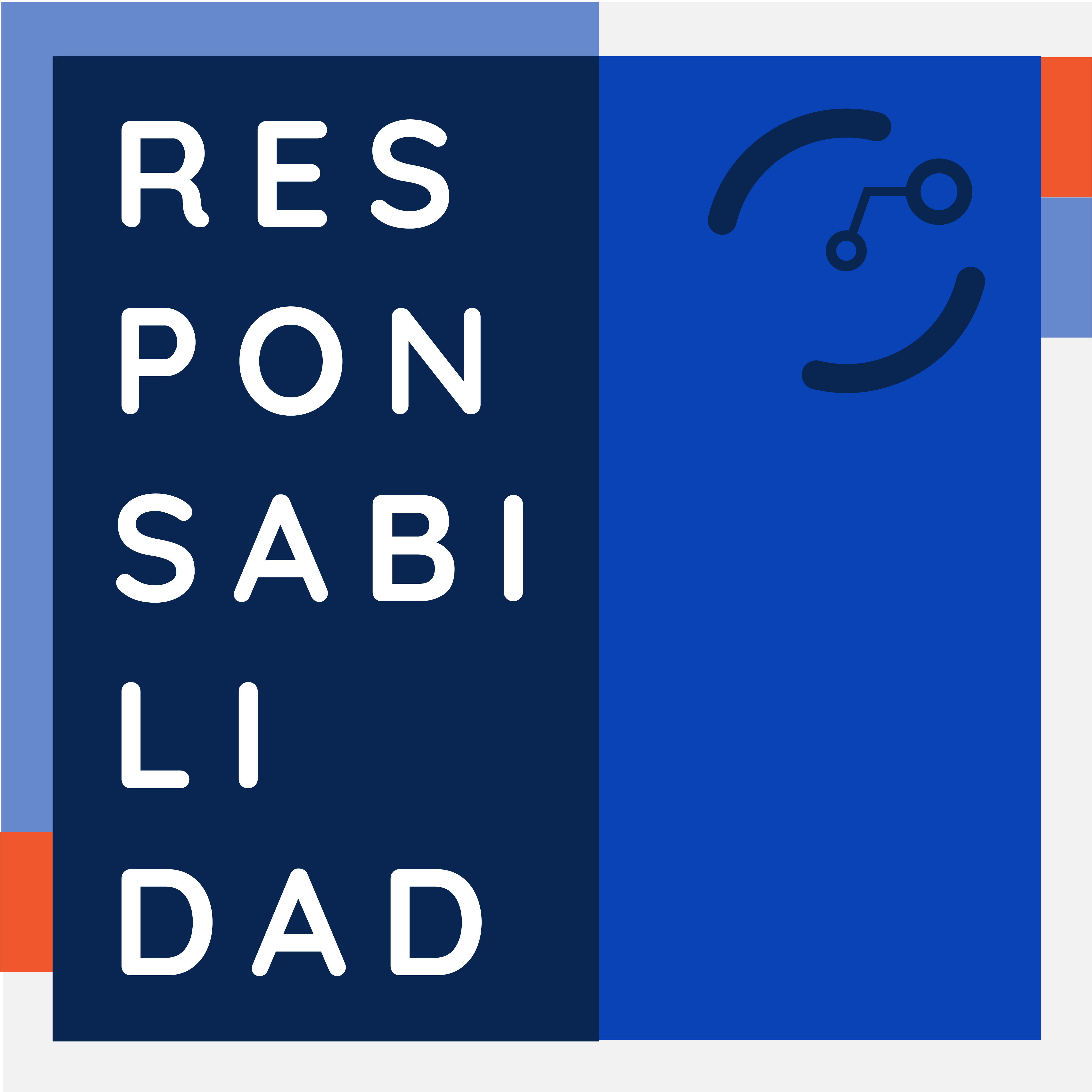 Fondo azul con título alineado a la izquierda con la inscripción "Responsabilidad" en mayúscula sostenida
