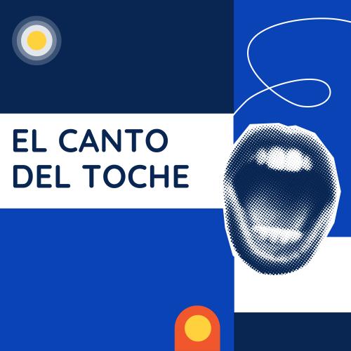 Fondo azul, título del recurso y una boca abierta gritando