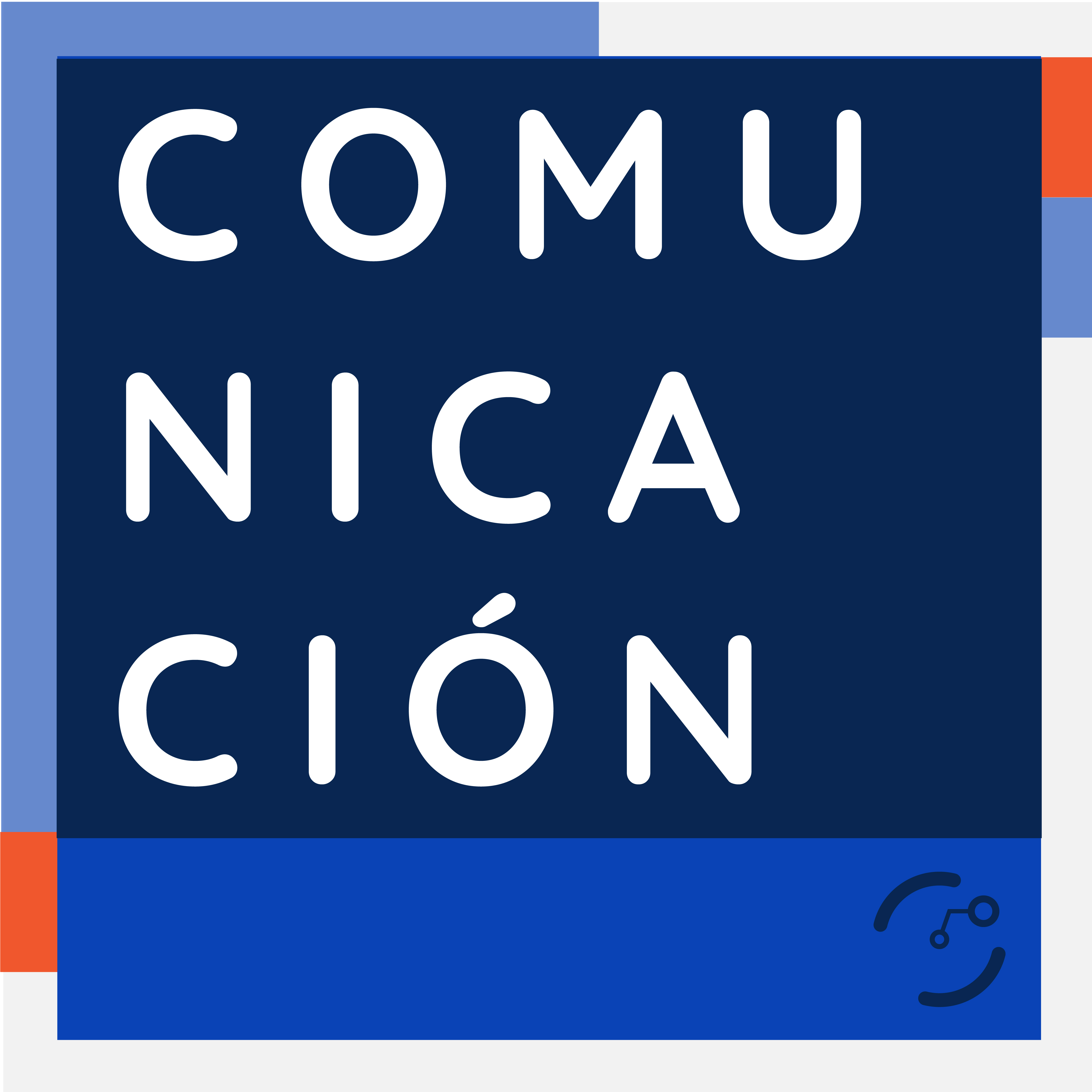 Fondo azul con título alineado a la izquierda con la inscripción: "Comunicación" en mayúscula sostenida