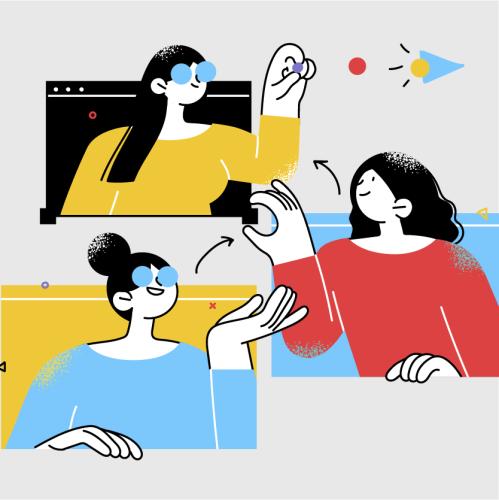 Ilustración que muestra a tres mujeres conversando