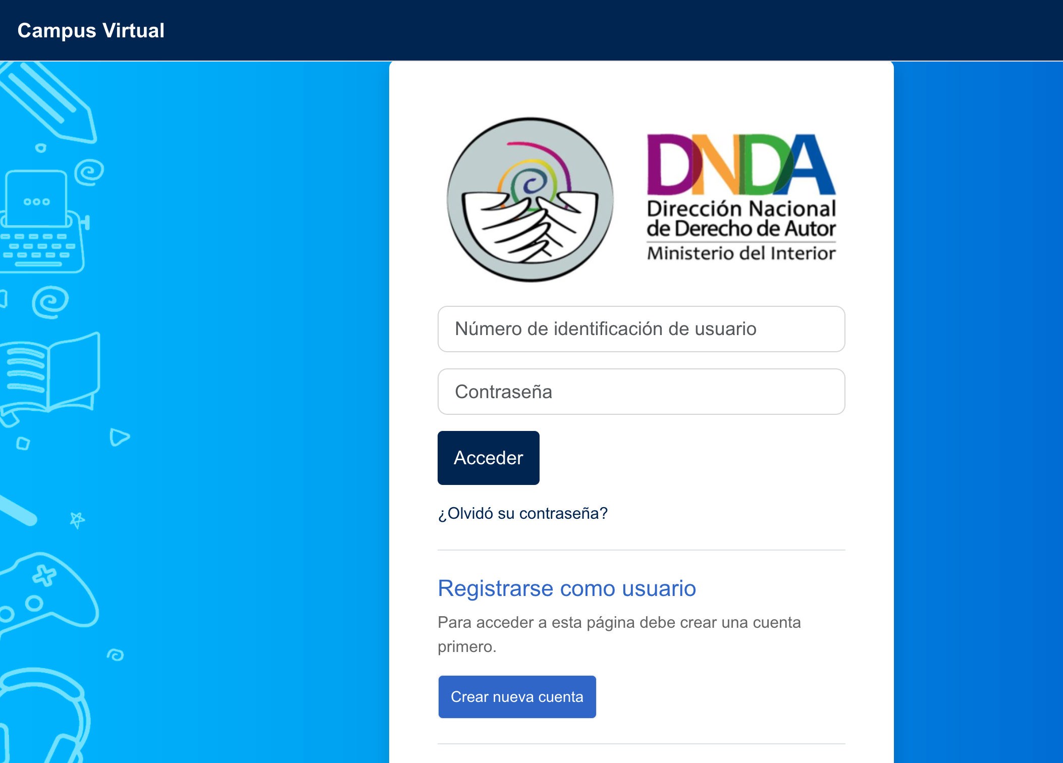 Imagen que muestra la página de acceso al portal para acceder con credenciales y explorar el curso