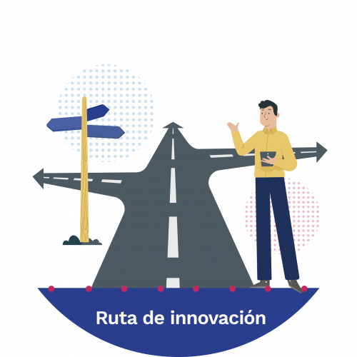 Ilustración persona eligiendo ruta. Caminos