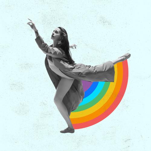 Collage joven y arcoiris