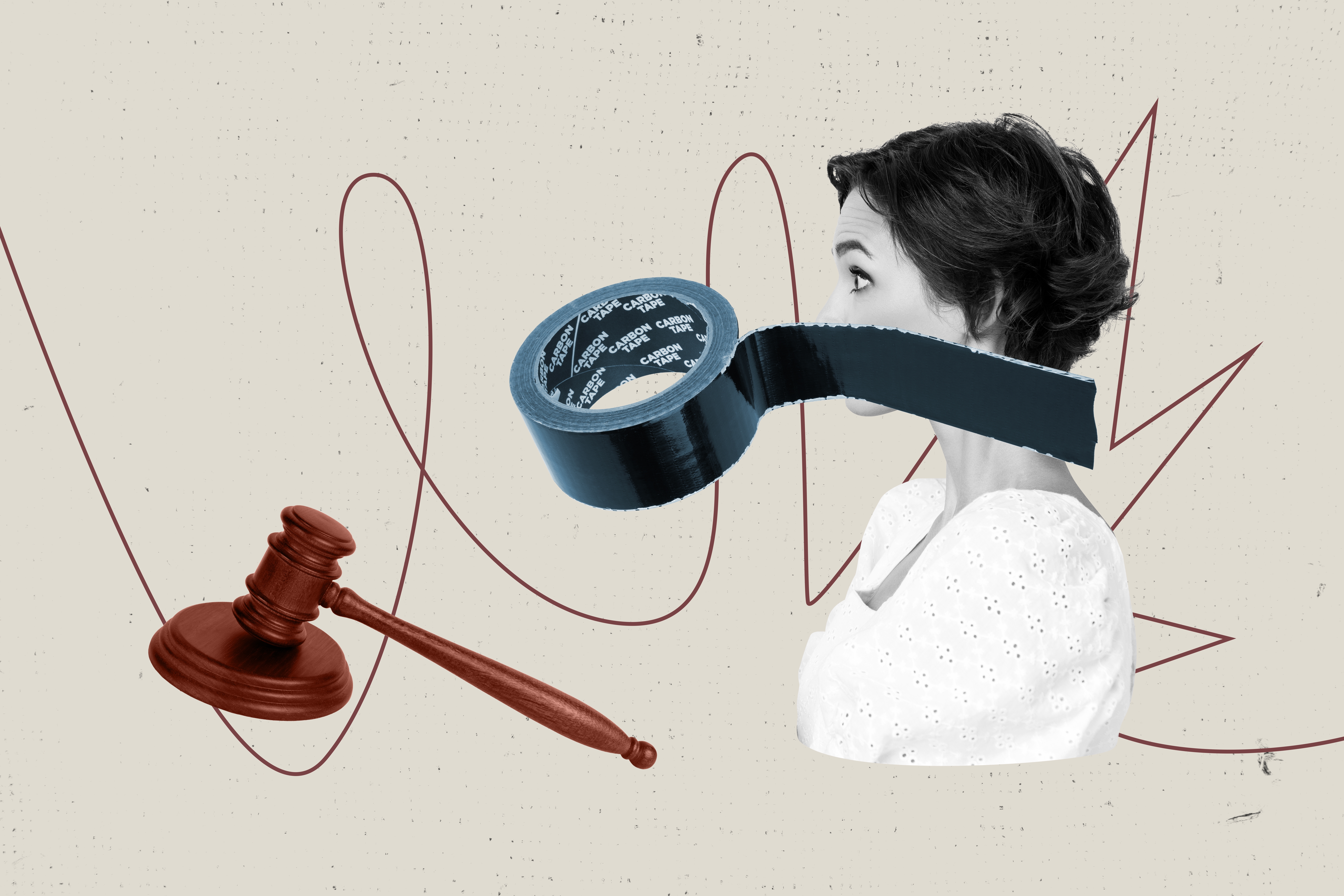 Collage de joven con cinta. 