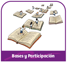 Ilustración de varios niños corriendo sobre libros abiertos