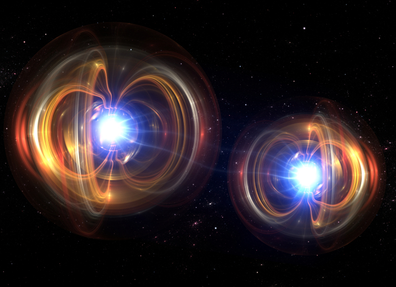 Representación gráfica de átomos en tercera dimensión, sobre fondo negro
