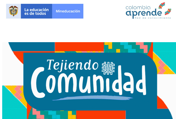 imagen en colores cálidos con el texto tejiendo comunidad 