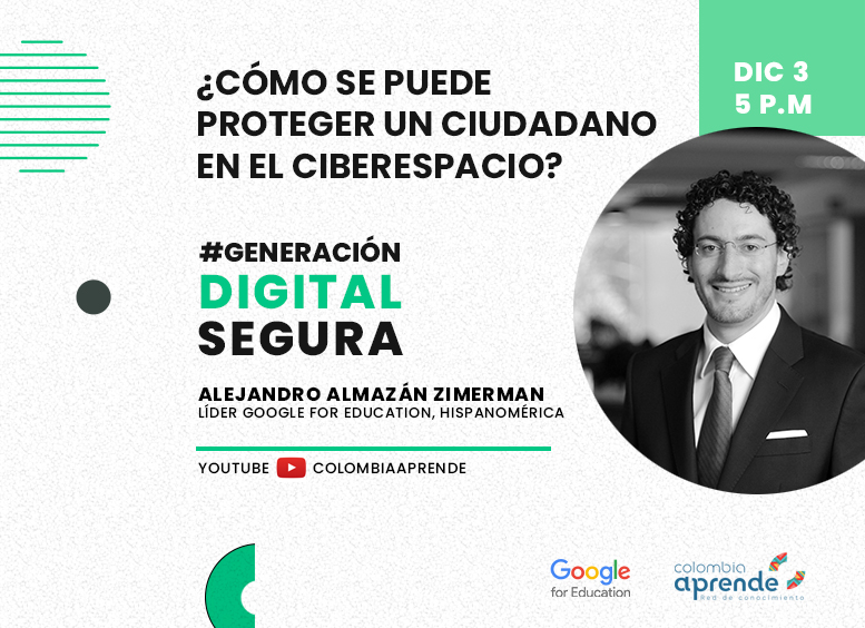 foto de Aljandro Almazán y título del webinar el letras verdes y negras 