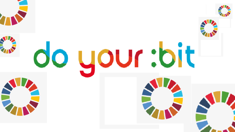 imagen en fondo blanco con el texto do your bit en colores verde, rojo, amarillo y azul celeste