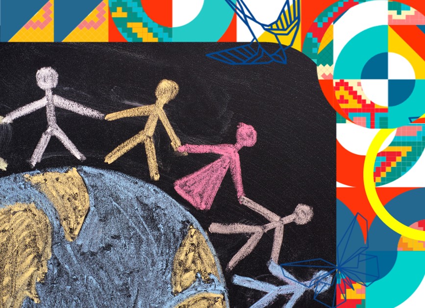 niños dibujados en tiza