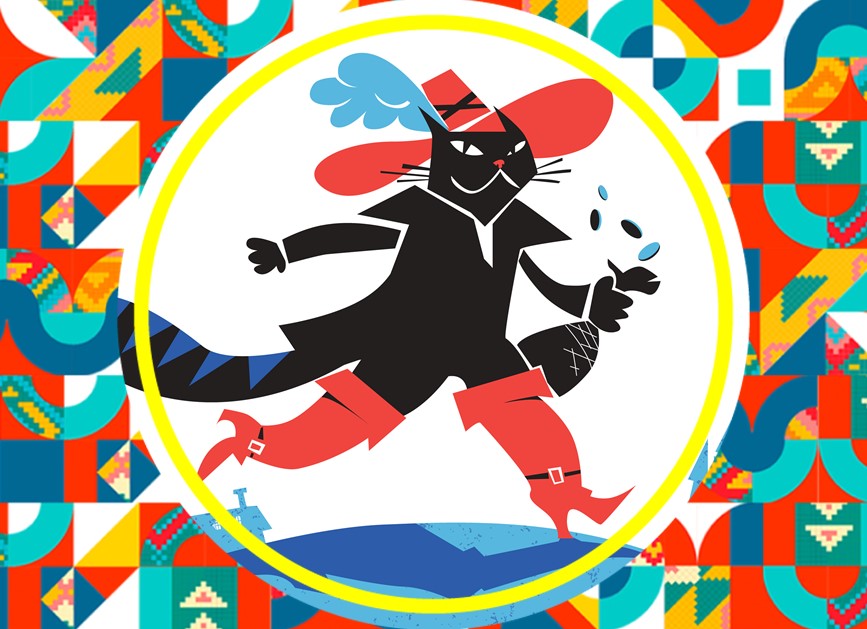 Ilustracion de un gato con botas