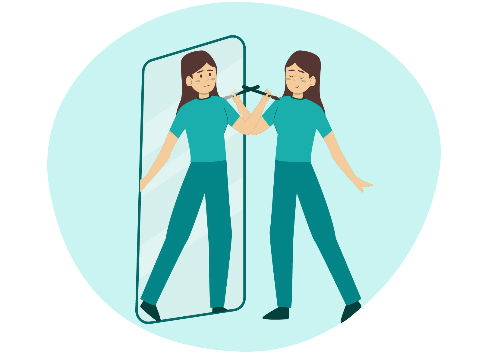 Mujer joven viendose al espejo