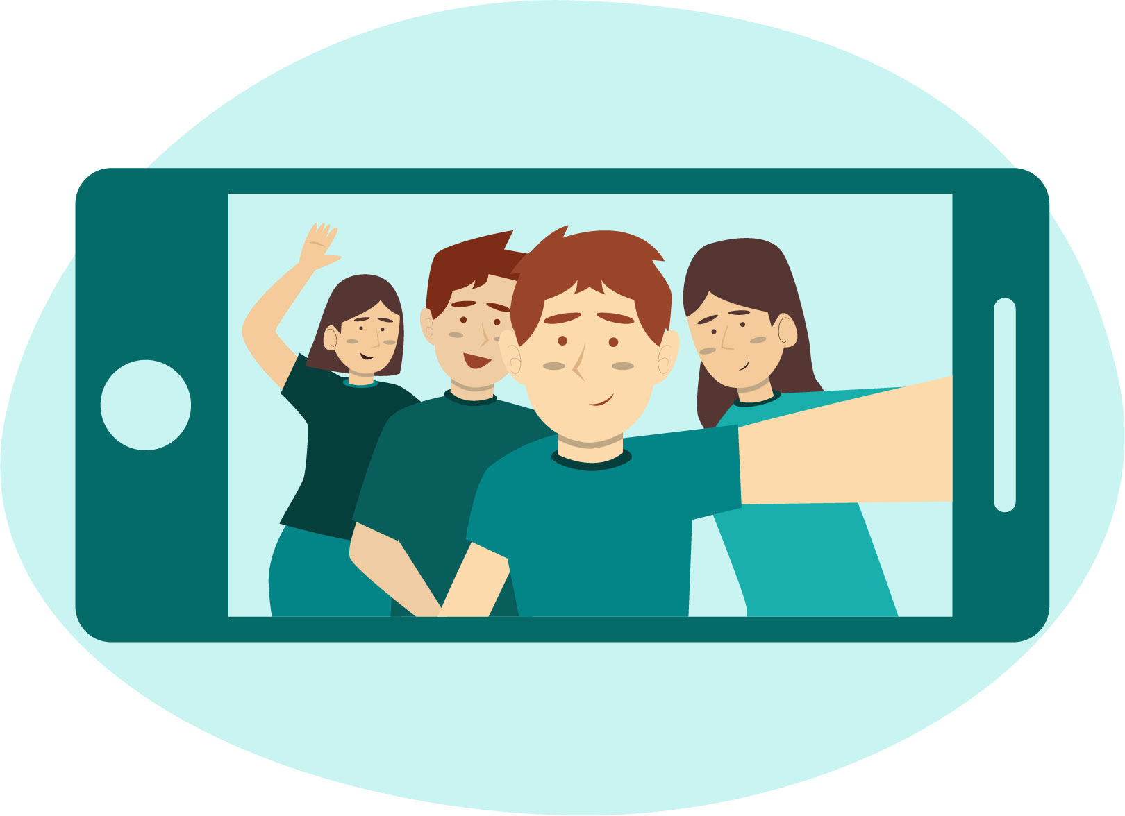 Jovenes tomandose una selfie