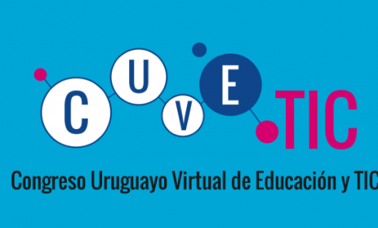 Imagen en fondo azul claro con letras en circulos que dicen cuvetic. Debajo, en letras de color azul oscuro dice Congreso Uruguayo Virtual de Educación y TIC