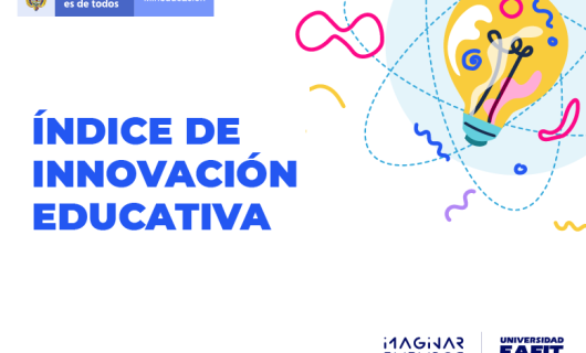 Ecard Índice de innovación educativa con ilustración de bombilla y logo de Universidad EAFIT