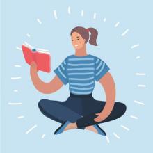 Ilustración mujer leyendo